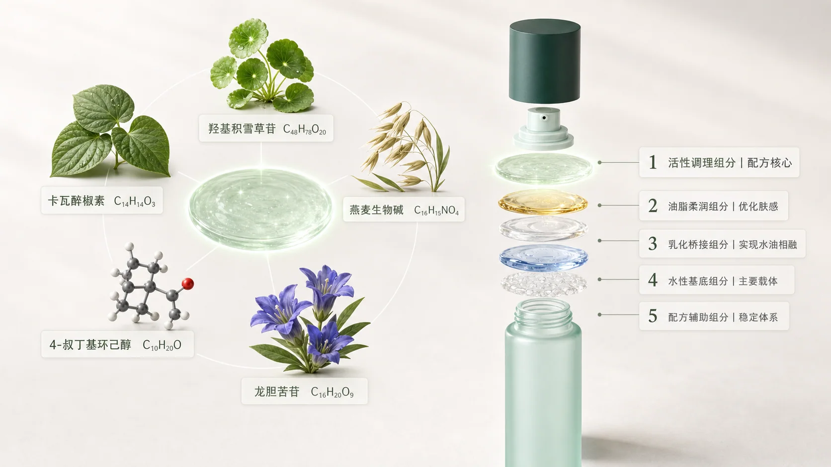 Cosmetic formula structure and ingredient system